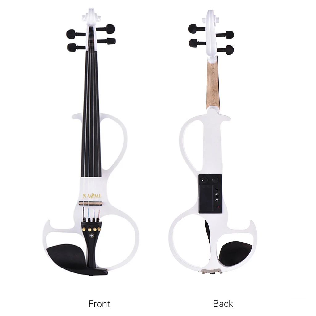 Mugig Full Size 4/4 Silent Electric Violin Solid Wood Maple Ebony Fittings with Bow Case Tuner Strings Rosin Audio Cable Strings enlarge