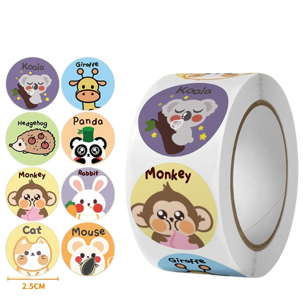 

50-500pcs Cute Cartoon Animal Stickers Teacher Reward Stickers For Kids Thank You DIY Handmade Gift Decoration Labels Stationery