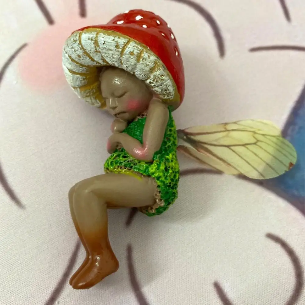 

Cute Home Office Small Forest Resin Handicraft Resin Ornament Mushroom Elf Ornaments Sleeping Fairy