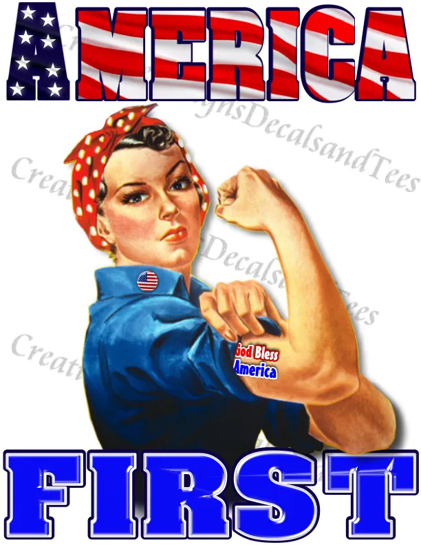 Первая Америка! Rosie the Riveter носит GOD Bless футболка Америка унисекс (10)