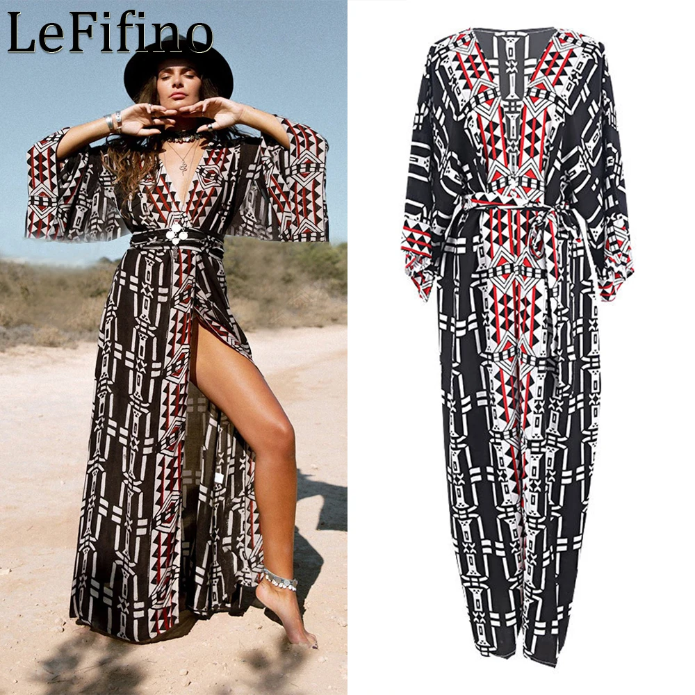 

Кардиган женский с геометрическим принтом, модный солнцезащитный купальный костюм с красными краями, с длинными рукавами, в черно-белую клетку