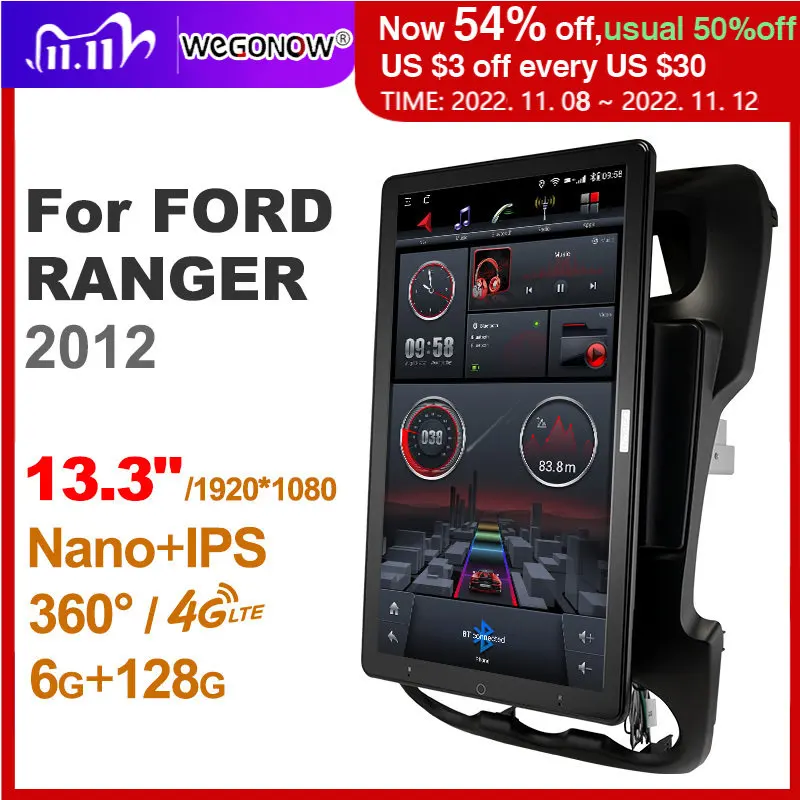 

1920*1080 Nano Ownice Android 10,0 для FORD RANGER 2012 автомобильное радио Видео Аудио блок 13,3 дюймов IPS поворотный 360 6G 128G Тесла стиль