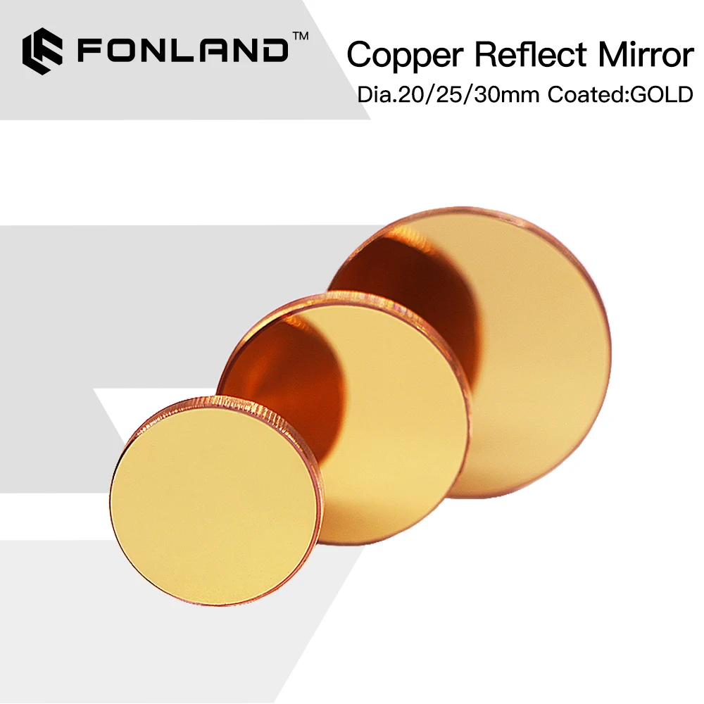 

3Pcs FONLAND Copper Reflect Mirror Diameter 20 25 30mm Cu Laser Mirror For Co2 Laser Cutting and Engraving Machine