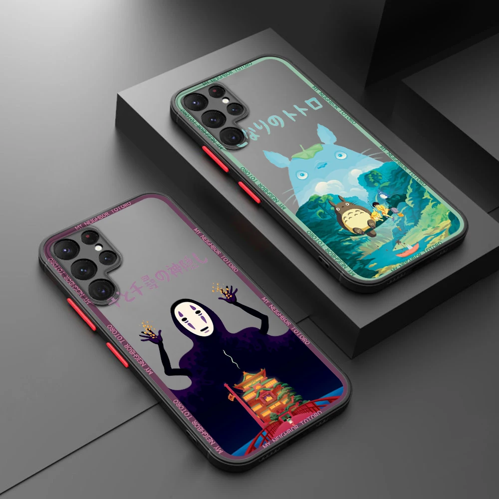 

Miyazaki Anime Spirited Away Phone Case For Samsung S22 S21 Ultra S20 FE S10E S10 Lite Plus Frosted Translucent Matte Cover