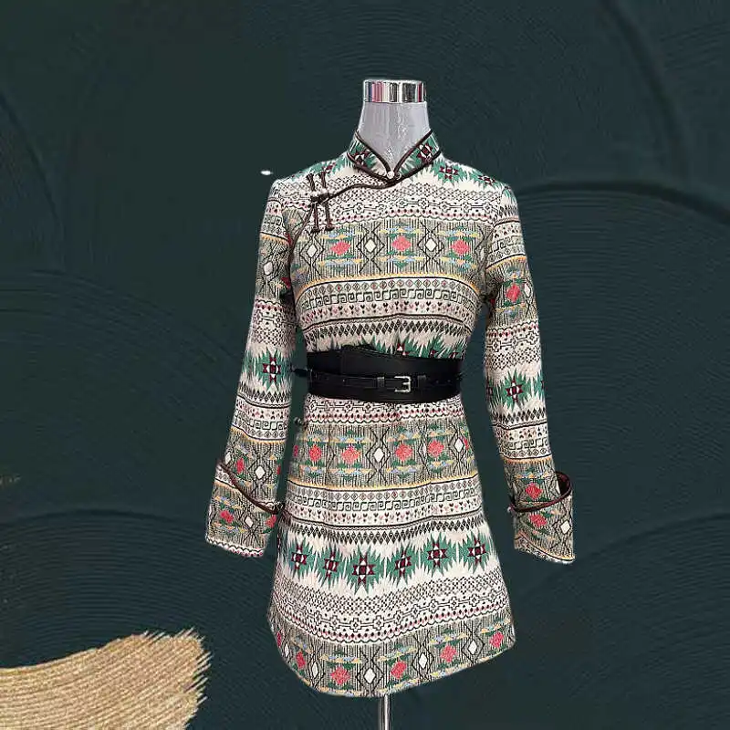 Осень 2024 новое монгольское платье-халат женская юбка в этническом стиле с
