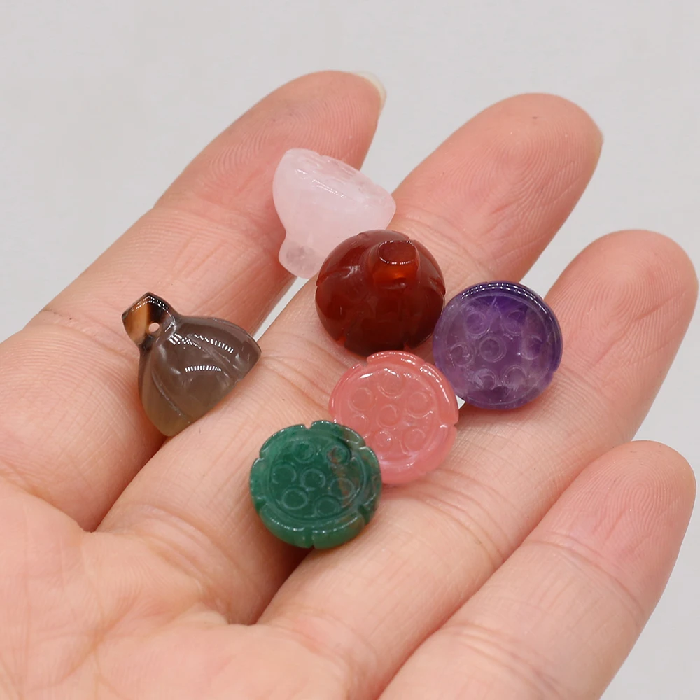 

10Pcs Random Natural Stone Beads Lotus Root Shaped Pendant Beads For Jewelry Making DIY Necklace Bracelet Earrings Accessory