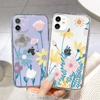 flower phone case for iphone 13 12 11 pro max tpu cover xr x xs max 7 8 plus se 2020 12 13 mini floral transparent soft fundas