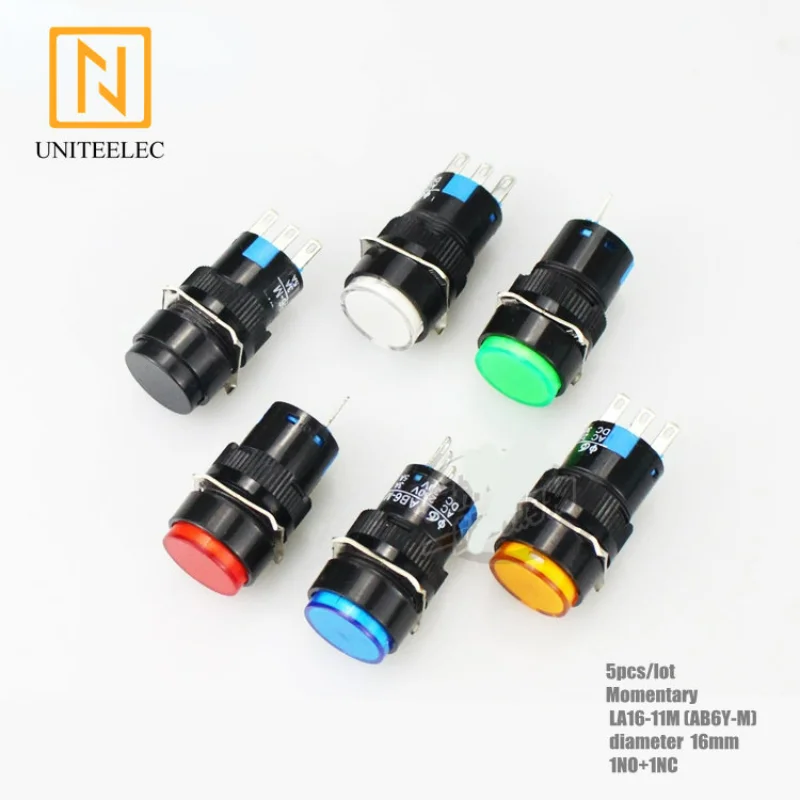 Uniteelec круглая кнопка мгновенного изменения яркости (LA16-11M) диаметром 16 мм 1 NO + 1NC без светильник