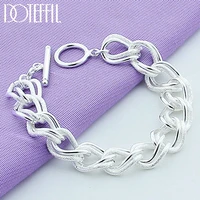 doteffil 925 sterling silver matte smooth ring chain bracelet for women man fashion wedding engagement party jewelry