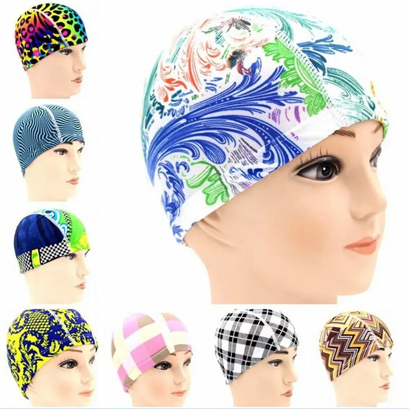 Swimming Cap Long Hair Sports Swimming Polyester Adult Swimming Cap Printed Swimming Cap Free Size Swim Caps for Balaclava /BS