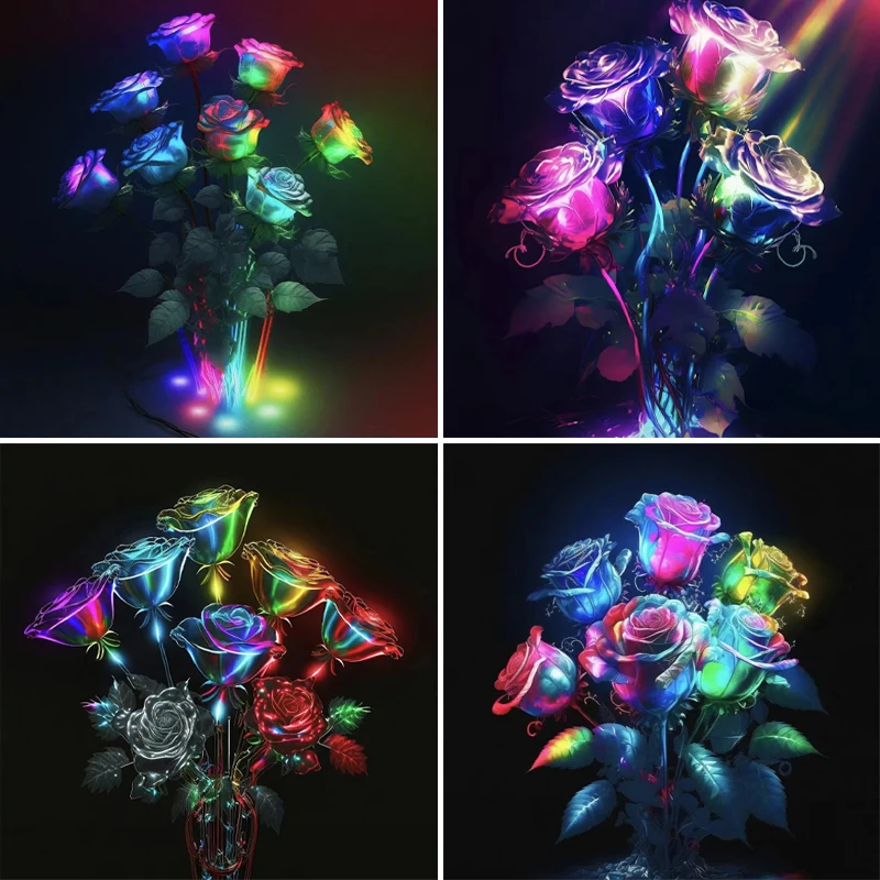 

Алмазная живопись 5D "сделай сам", светящаяся Роза, искусство, наборы для вышивки крестиком, домашний декор, Новое поступление 2023