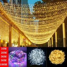 LED 스트링 화환 크리스마스 방수 요정 조명, 나무 가정 정원 웨딩 파티, 야외 실내 장식, 10m-100m
