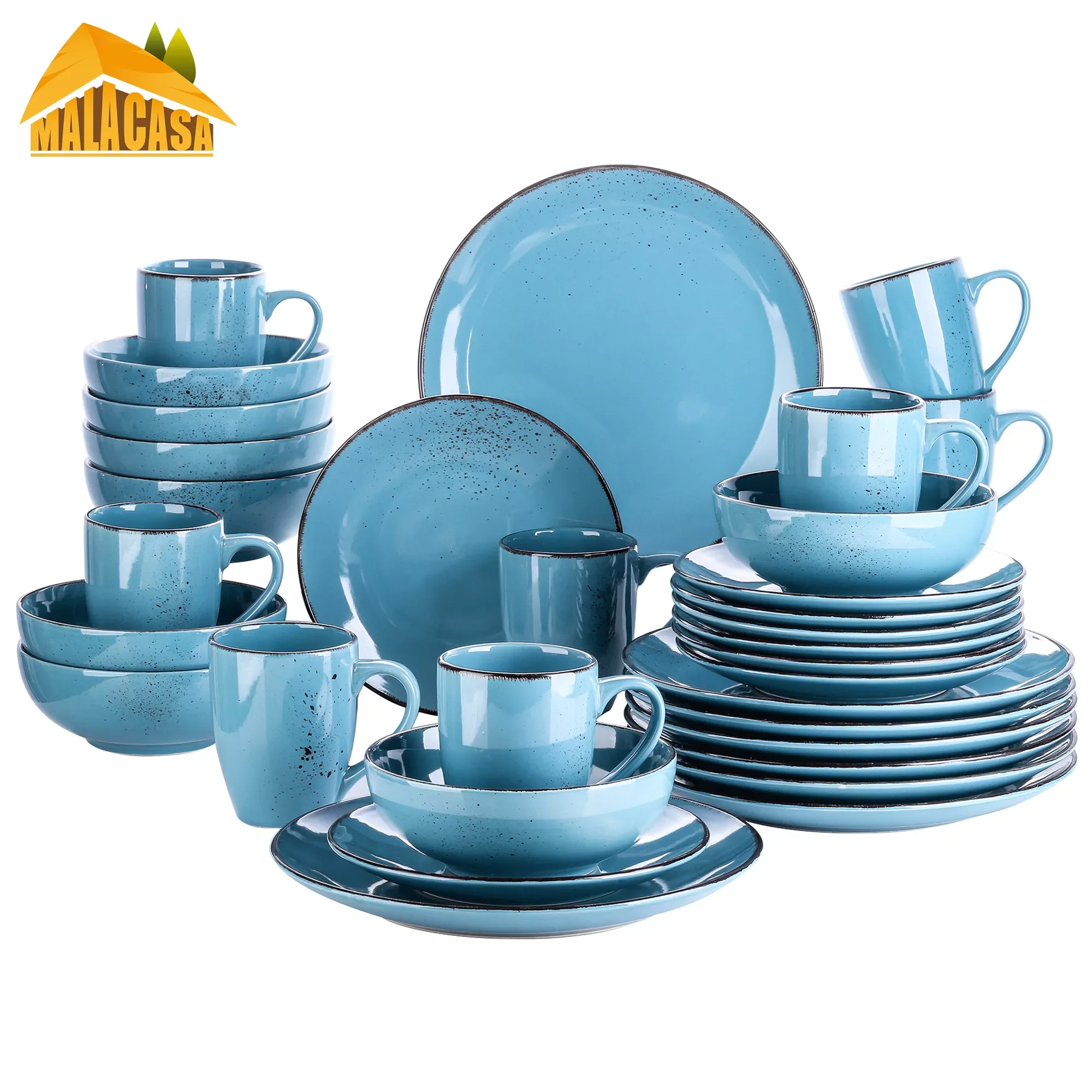 

Navia 16/32/48-Piece Ceramic Stoneware Dinnerware Plate Set with Dinner Plate,Dessert Plate,800ml Bowl,380ml Mug Set