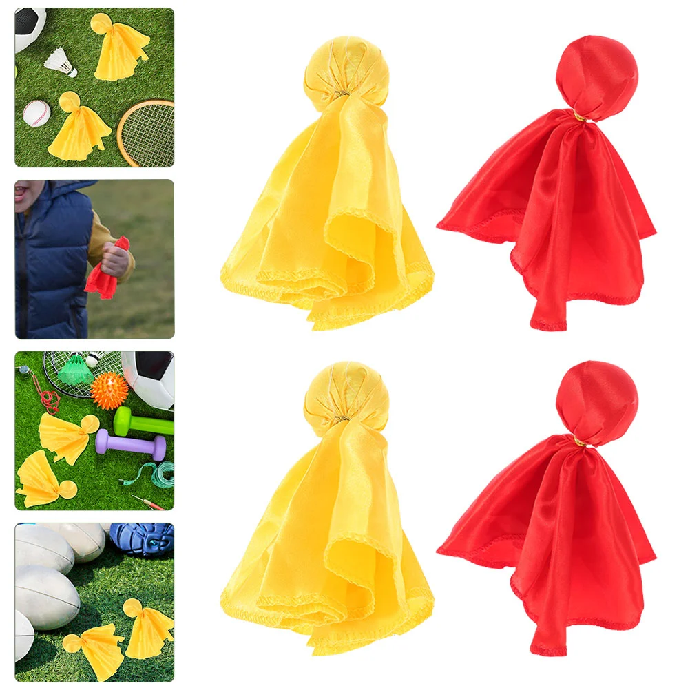 

4 Pcs Rugby Small Yellow Banner Tossing Flag Soccer Flags Referee Supply Red Sash Belt Football Game Accessory Supplies Props