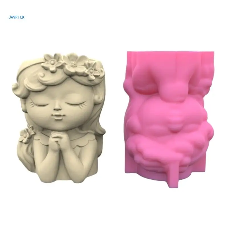 

Prayer Girl Flower Pot Silicone Mold Planter Concrete Mold DIY Resin Epoxy Mould