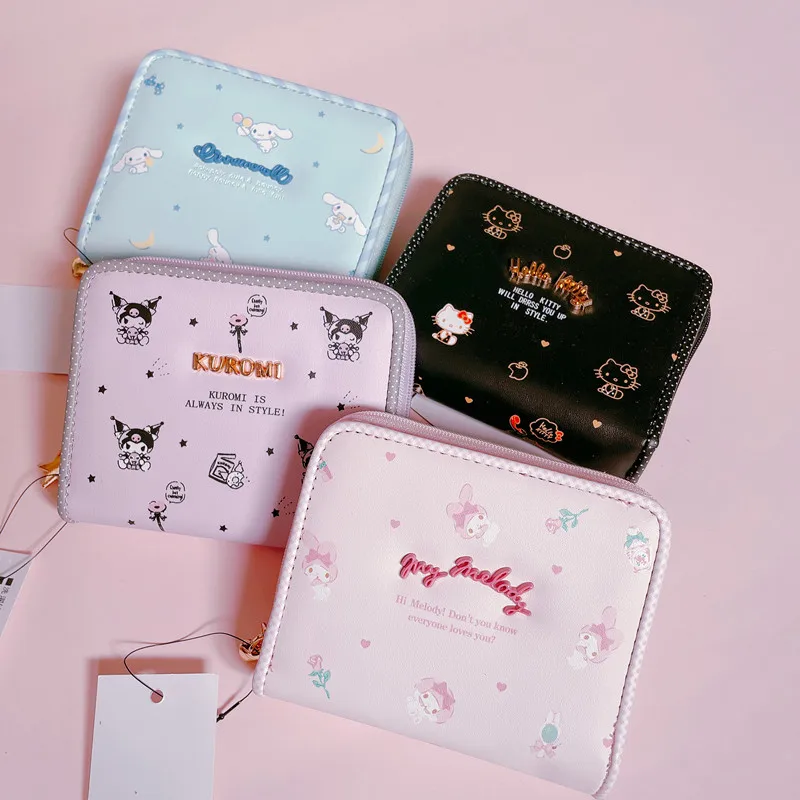 

Kawaii Sanrio Hello Kitty Kuromi My Melody Wallets Cute Short Cartoon Wallet Card Holder Students' Birthday Present for Wemen
