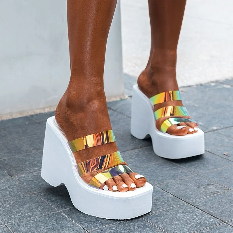

New Female Wedges High Heels Slippers Fashion Peep Toe Platform Summer Women's Slippers 2022 Casual Slides Shoes Woman