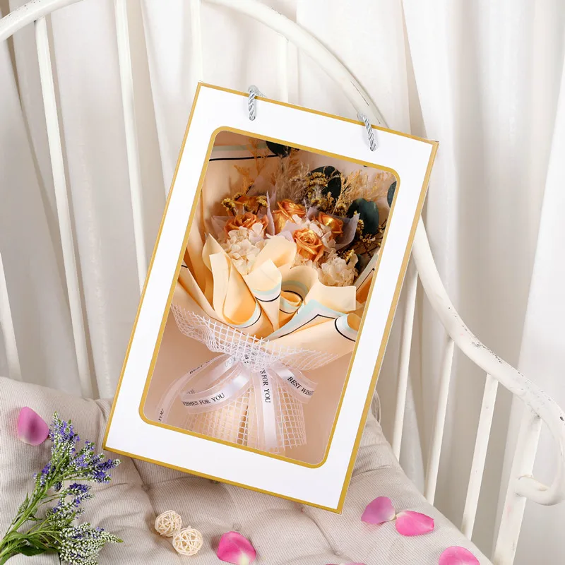 

Gift Box Bouquet Handmade Dried Immortal Flower Bag Rose Floral Products Holiday Christmas Creative Souvenir