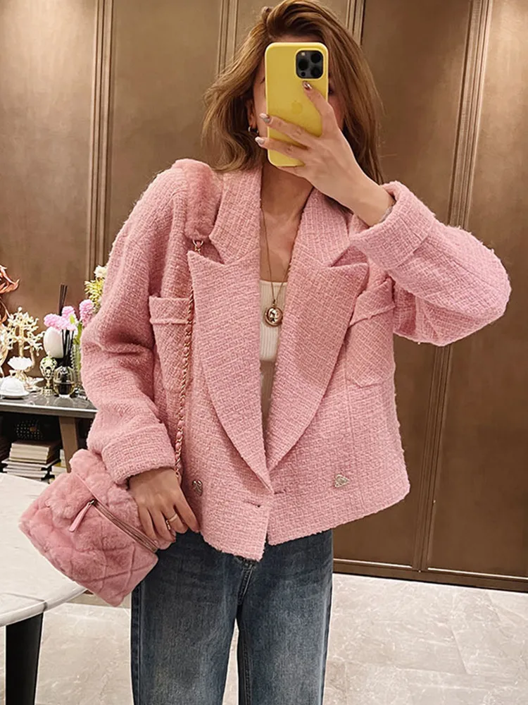

SMTHMA New Autumn French Design Fashion Runway Tweed Jacket Women Luxury Woolen Short Coats Outwear Casacos Chaqueta Mujer