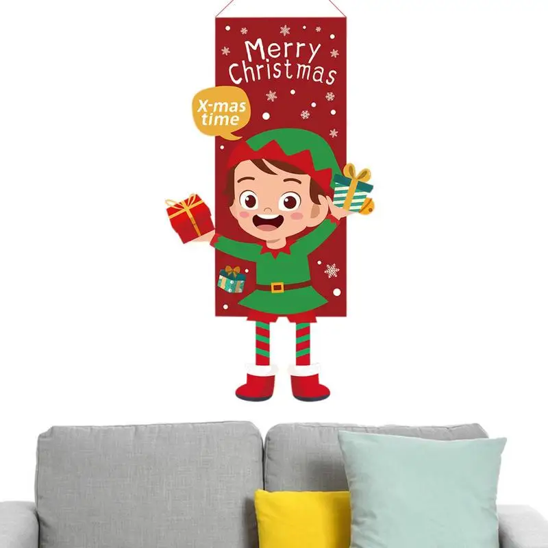 

Christmas Flag Christmas Banners Merry Christmas Banner With Snowman Tree Pattern For Christmas Party Outdoor Indoor