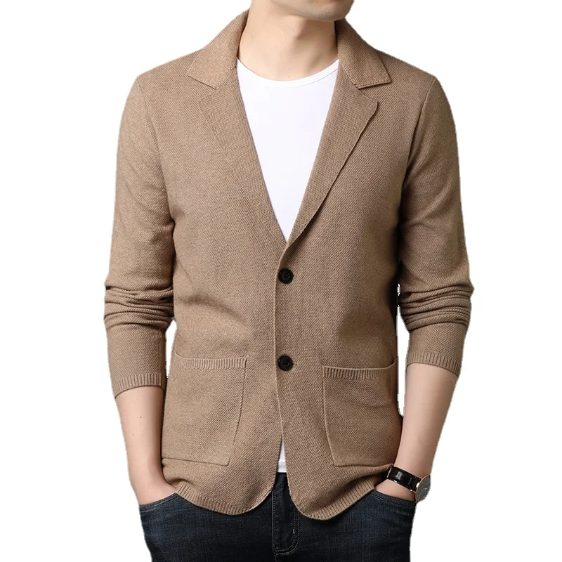 2022 Top Grade New Autum Winter Brand Fashion Knitted Men Cardigan Sweater Black Korean Casual Coats Jacket Mens Clothing 3XL