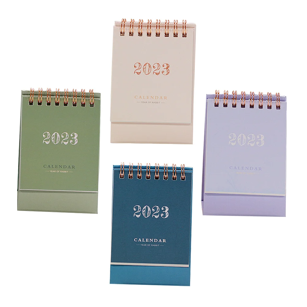 

4pcs Small Desk Calendar 2023 New Year Calendar Coil Notepad Paper Calendar