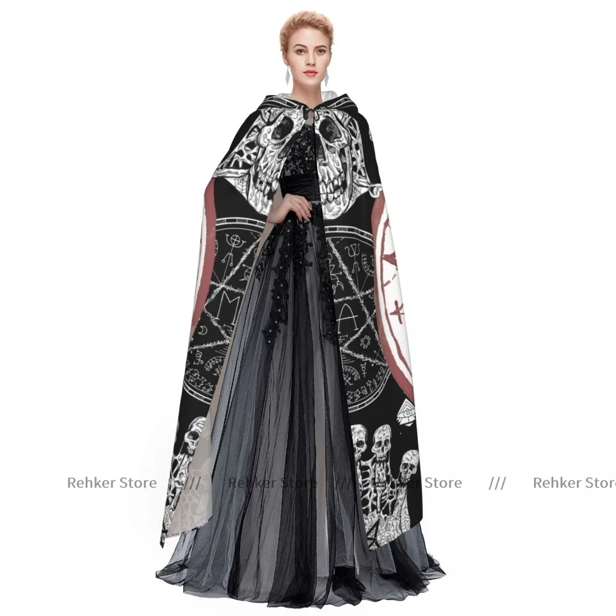 Плащ ведьмы злый череп и волшебное уплотнение с пентаграммой костюм для косплея