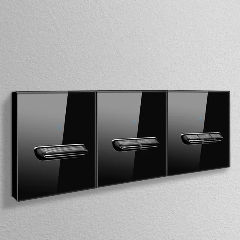 Настенный выключатель из закаленного стекла Европейская розетка самосброс