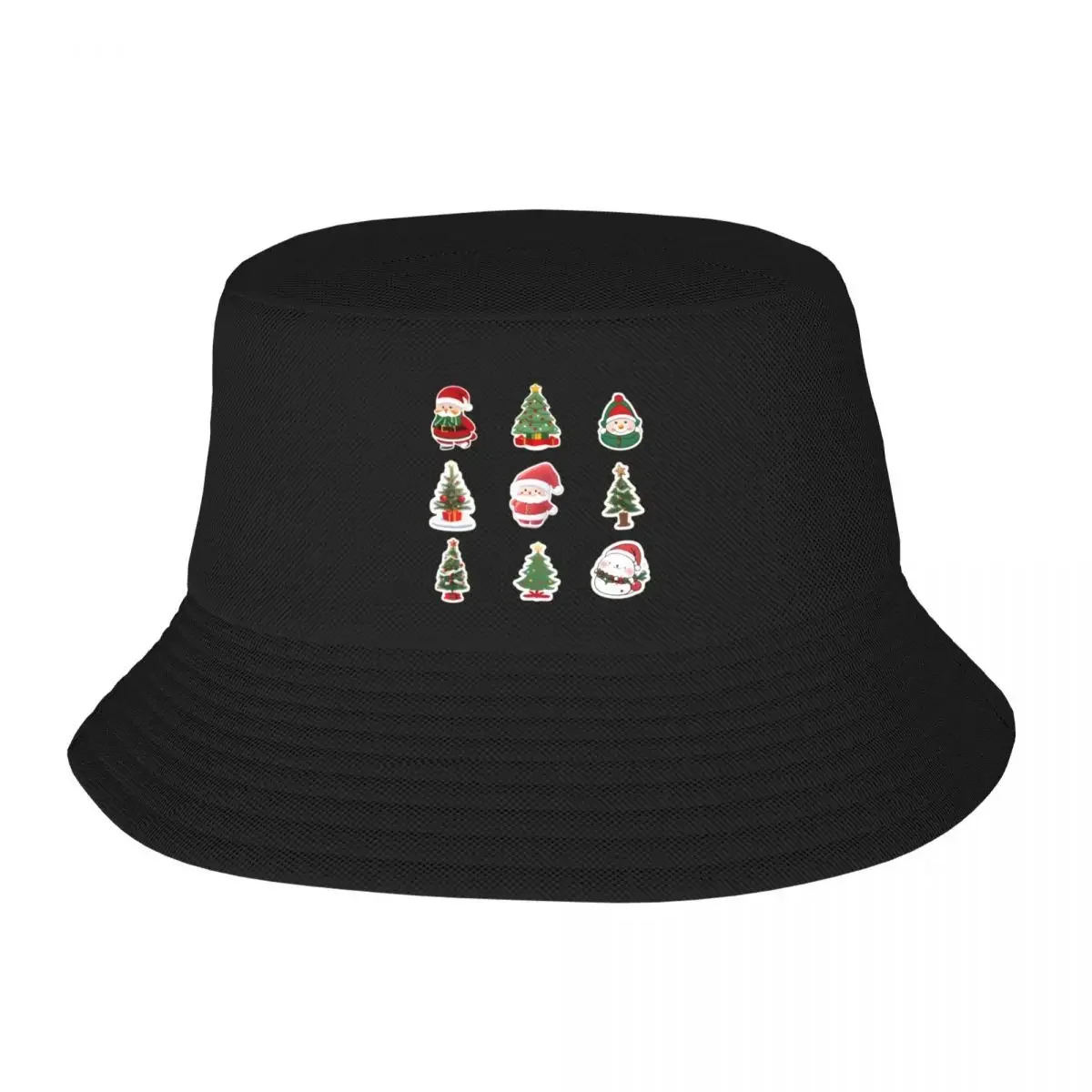 Фото 2026 Christmas Stickers Bucket Hat черная солнцезащитная кепка | -F- |   Кепки для мужчин и женщин №1