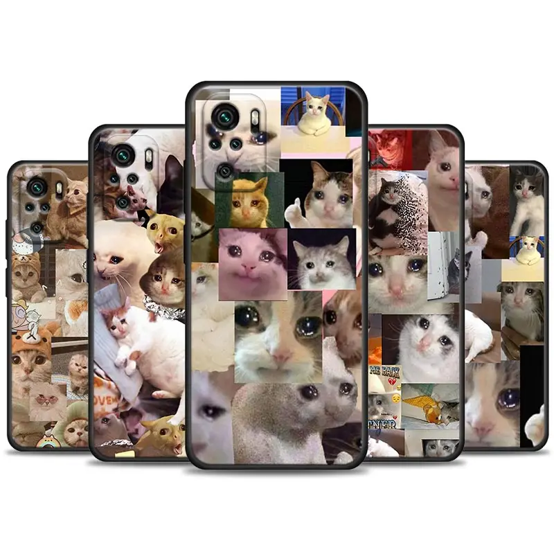 

Funda Coque Phone Case for Redmi Note 7 8 8T 9 9S 9T 10 11 11S 11E Pro plus 4G 5G TPU Para Capa Case Cover Cute Crying Cat Memes