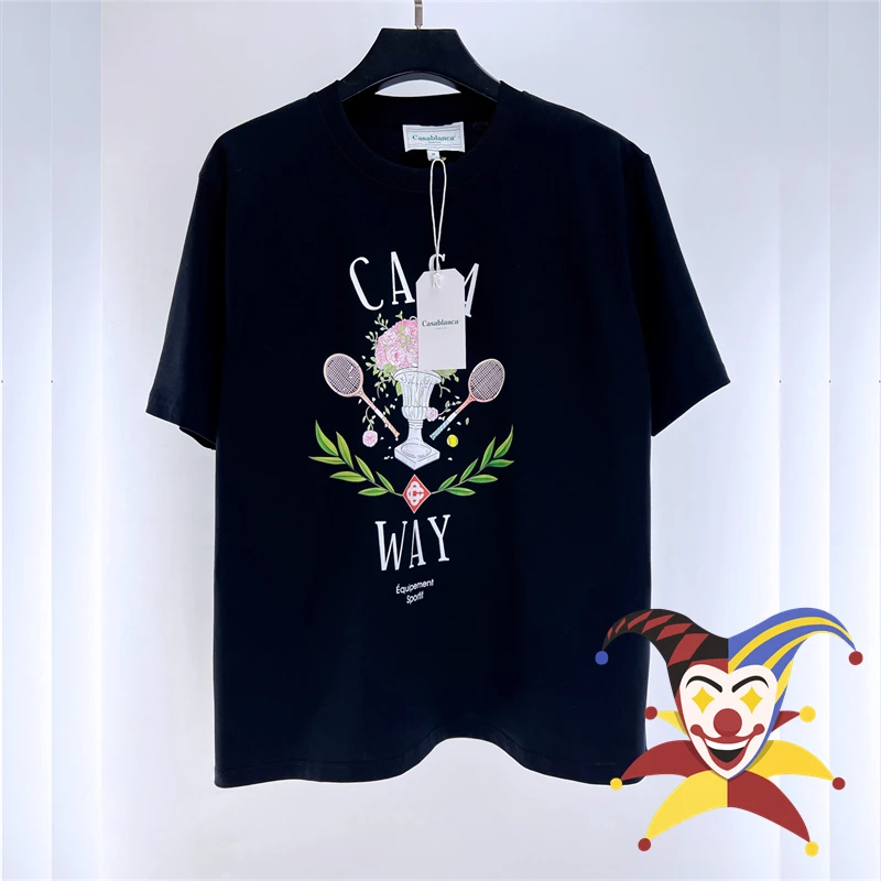 

Футболка с цветочным принтом для мужчин и женщин, теннисная ракетка, топ, 1:1