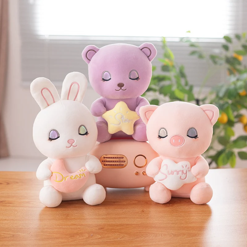 

Kawaii Plush Rabbit Bear Pig Dolls Cartoon Stuffed Plushie Toy Soft Baby Accompany Pillows Birthday Christmas Gifts for Kids