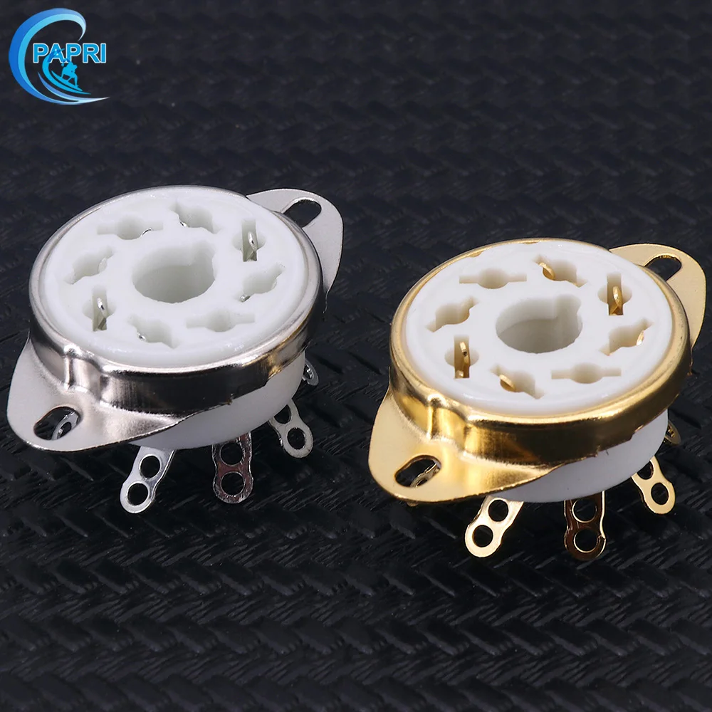 

PAPRI 10 шт. 8-контактное посеребренное керамическое Крепление Шасси K8A гнезда вакуумных трубок ДЛЯ KT88 6L6 6CA7 KT66 EL34 6550 6V6 6SN7 и т. д.