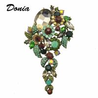 donia jewelry fashion europe and america luxury green rhinestone grape brooch coat scarf corsage valentines day gift