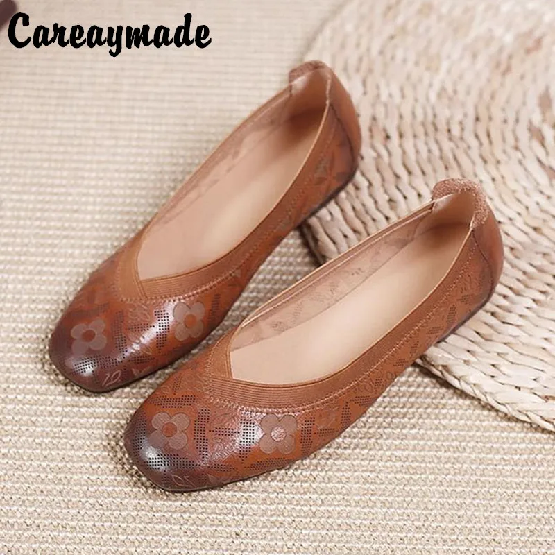 

Careaymade-Genuine Leather Retro women's shoes shallow mouth shoes flat shoes soft leather women's scoop shoes mother's shoes
