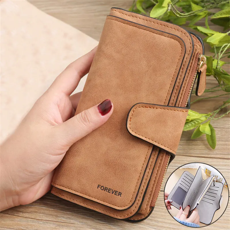 

Women Scrub Leather Long Wallet High Quality Ladies Clutch Wallet Lady Purses Large Capacity Wallets Carteira Feminina 5 Choices