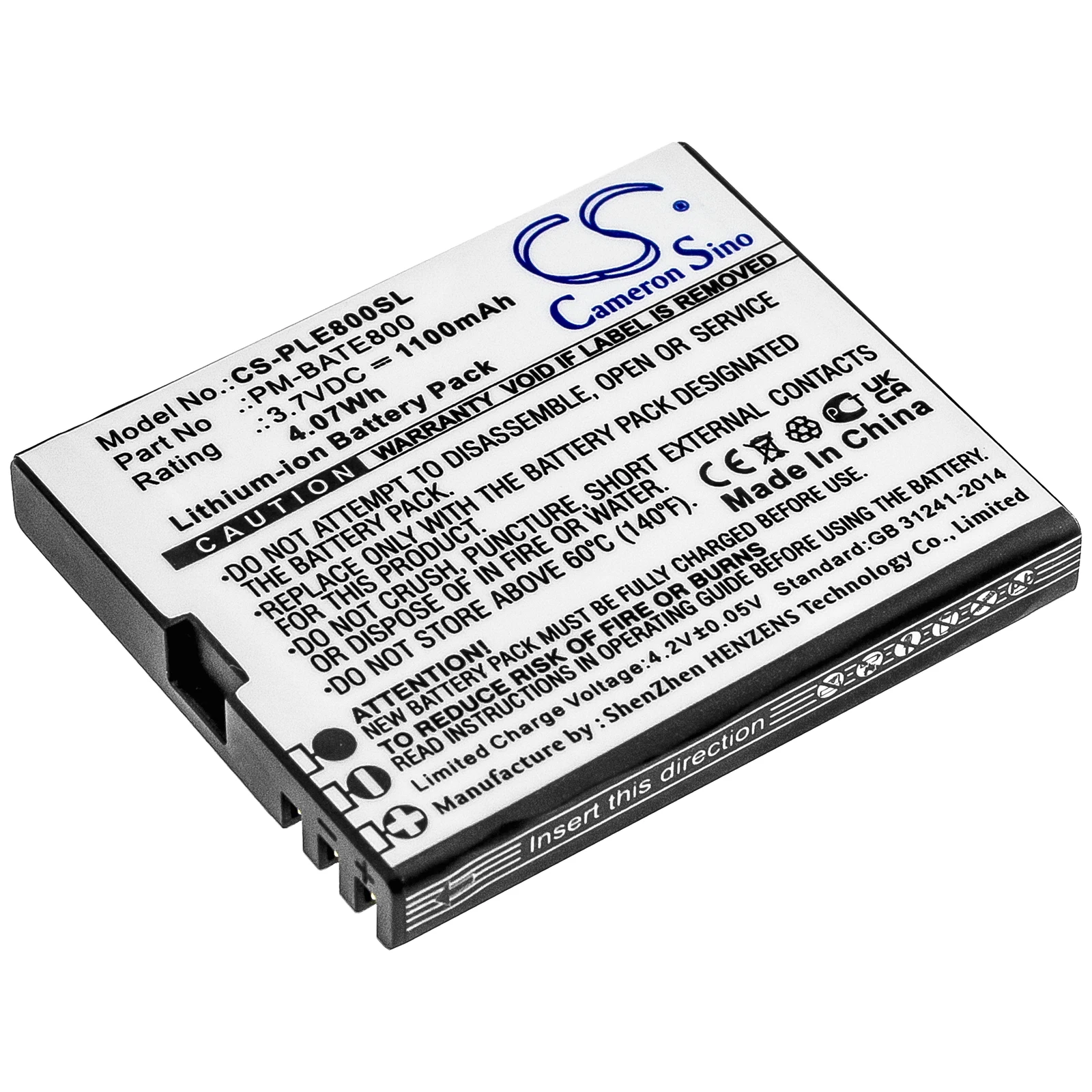 

Сменный аккумулятор CS для Plum E800 PM-BATE800 1100mAh/4.07Wh