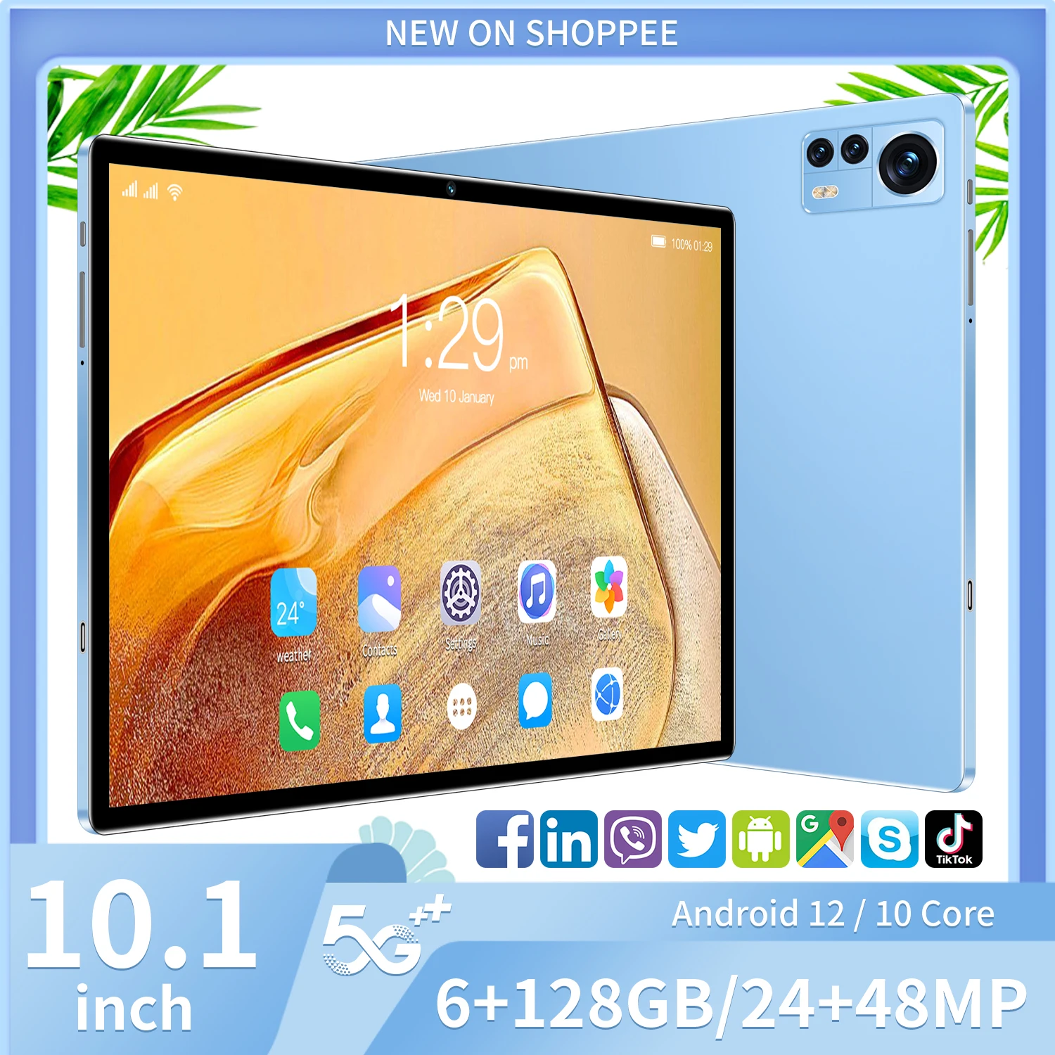

Новинка, 10,1-дюймовый планшет, Android 10,1, восемь ядер, телефон, Google Play, 6 ГБ ОЗУ, 10,0 Гб ПЗУ, планшетный ПК, Wi-Fi, Bluetooth, Type-C