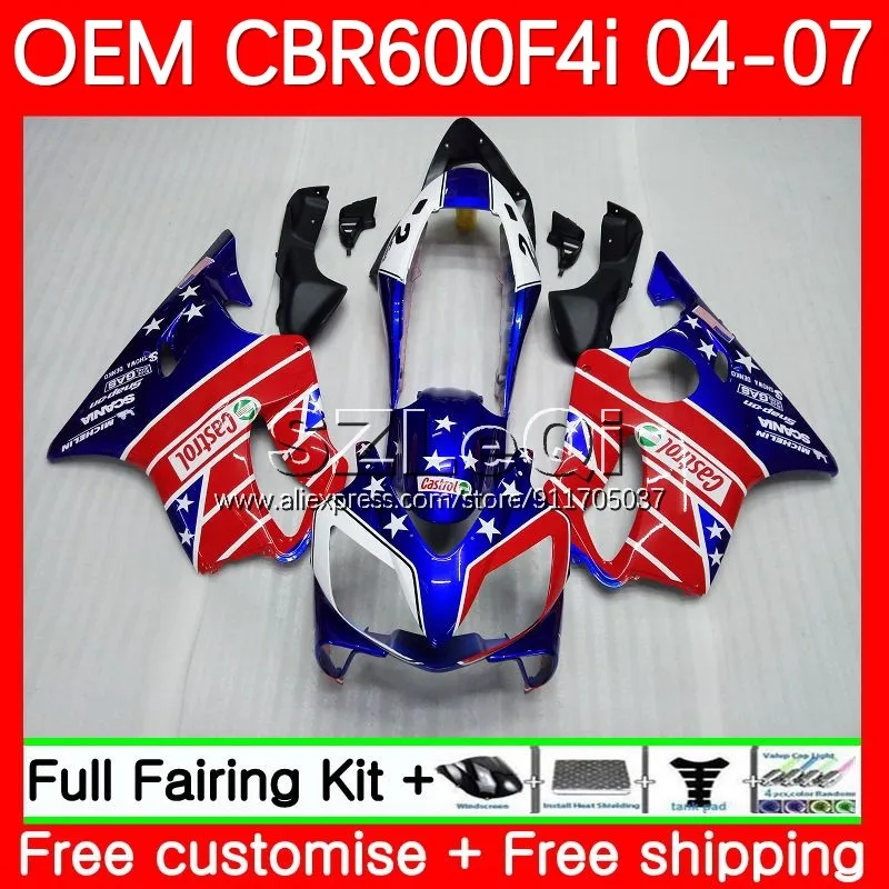 

Injection For HONDA Body CBR 600 600F4i CBR600 F4i CBR600F4i 04 05 06 07 600CC 2004 2005 2006 2007 Fairing 30LQ.97 metal blue