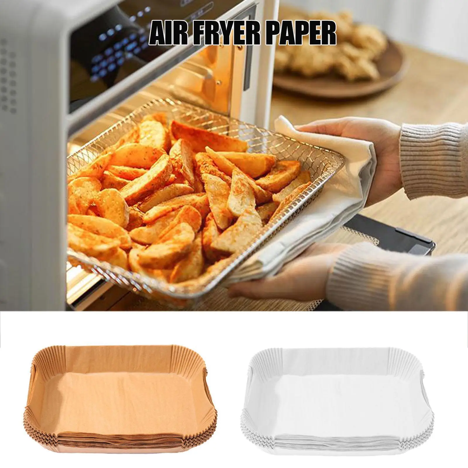 

Thicken 100pcs 22x14cm Rectangle Oil Paper Tray Baking Air Disposable Fryer Paper Pan BBQ Paper Liner Oven Plate Oil-Proof X4X2