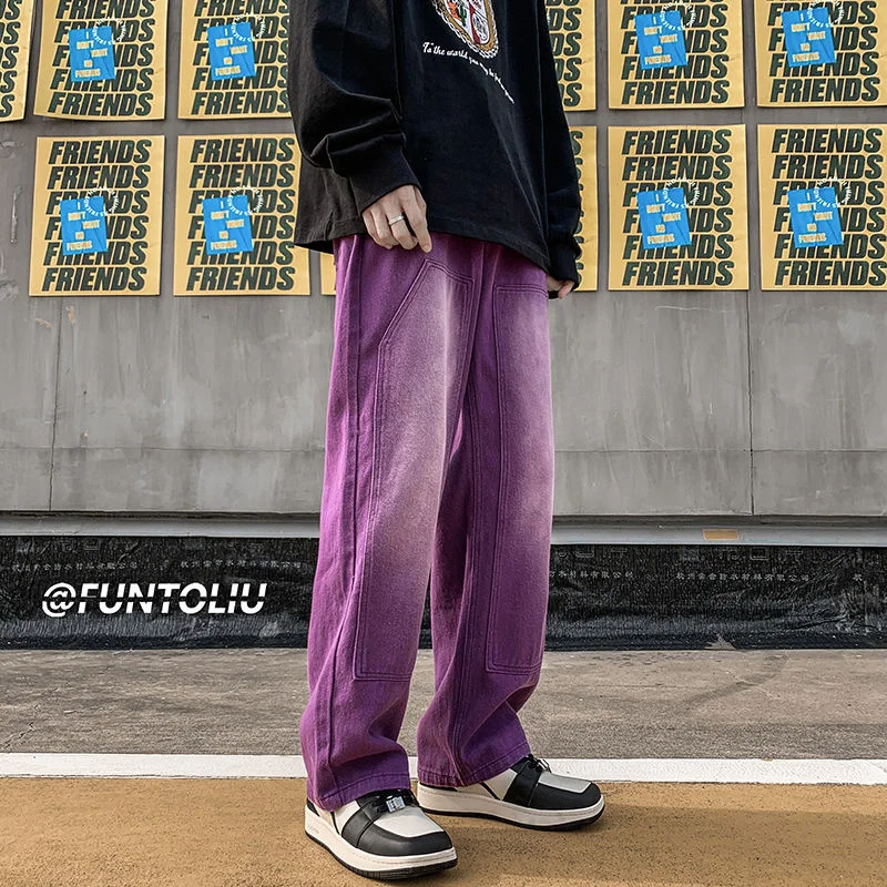 3 Colors Baggy Jeans Men Fashion Harajuku Casual Straight Jeans Men Streetwear Hip Hop Loose Denim Pants Mens Trousers M-2XL