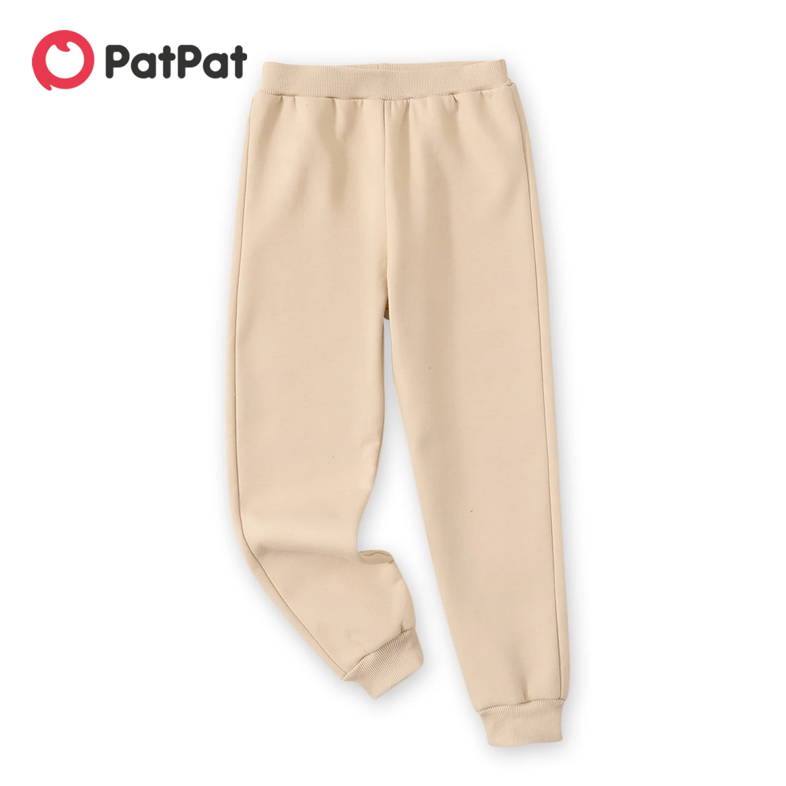 

PatPat Kid Boy/Kid Girl Fleece Lined Casual Solid Color Joggers Pants