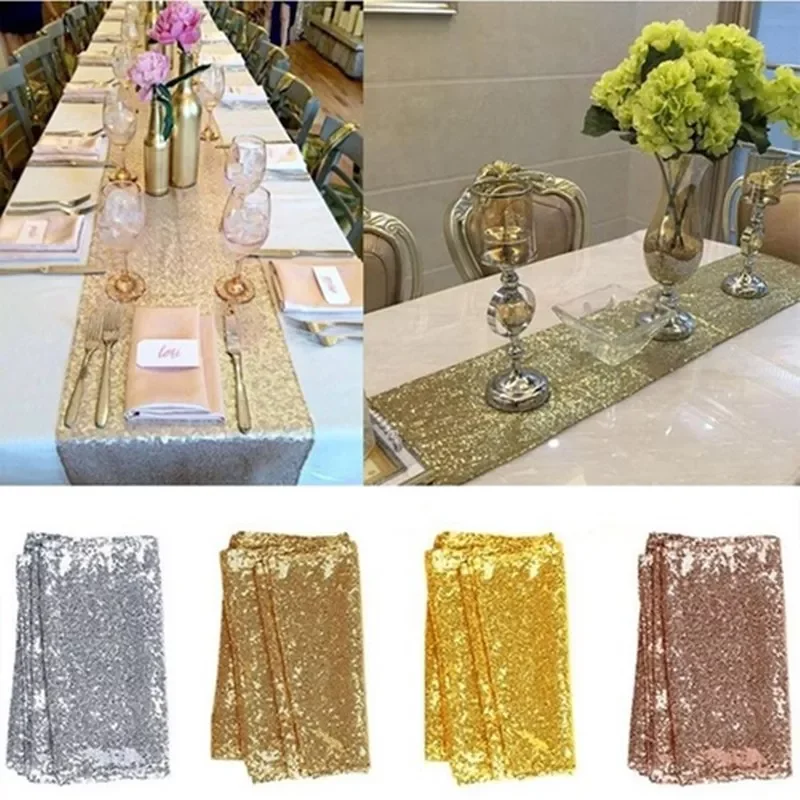

12""x118""/72'' Sequin Table Runners Wedding Party Banquet Tablecloth Decor