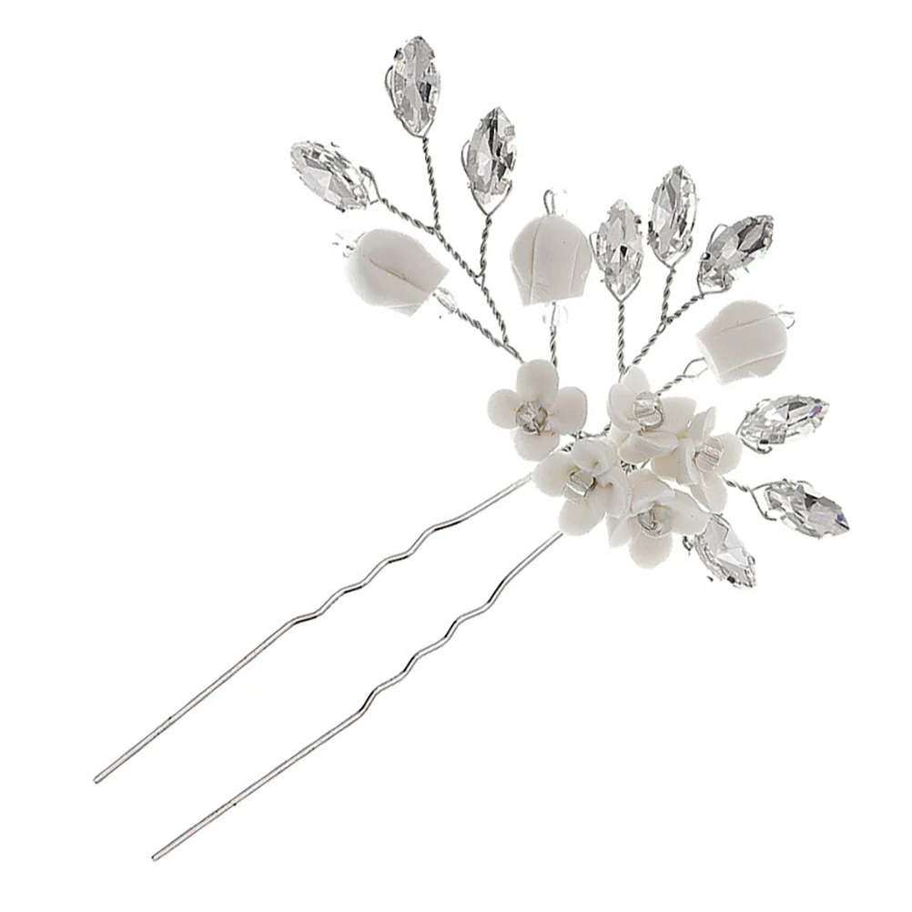 

Hair Bridal Pin Rhinestone Clip Wedding Jewelry Stick Floral Headpiece Party Shaped U Accessories Clipshairpin Side Fork Crystal
