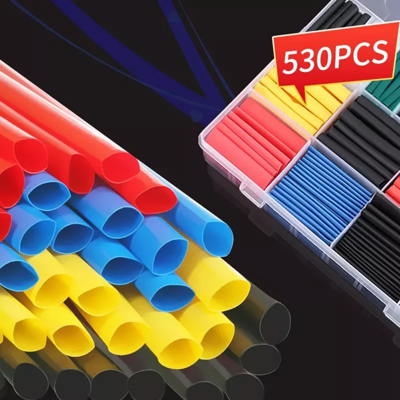 

530pcs Thermoresistant Tube Heat Shrink Wrapping Shrinking Tubing Assorted Pack Wire Cable Insulation Sleeve