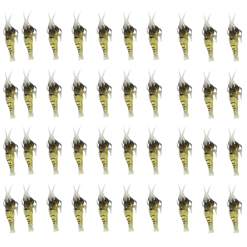 

40 Pcs Shrimp Fishing Simulation Soft Prawn Lure Hook Tackle Bait Sea Fishing Lures