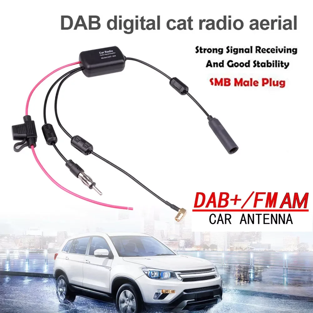 

3 in 1 12V Aerial SMA Amplifier DAB FM AM Car Radio Anti-interference Amp Signal Booster Car Antenna cable 76-108MHZ For Marine