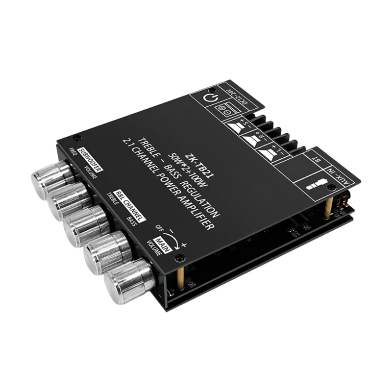 ZK TB21 Плата усилителя высокой мощности TPA3116D2 Чип 2 1 канала BT5.0 Цифровой аудиостерео