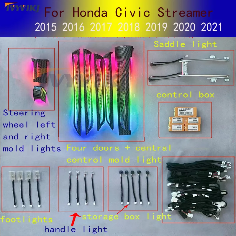 

TVYVIKJ For Honda 10th Generation Civic 2016 2017 2018 2019 2020 2021 Modified Symphony Ribbon Ambient Light