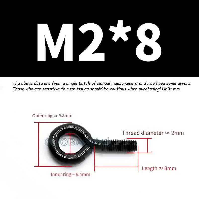 

Черные железные крючки с проушиной M2 M3 M4 M5 M6 M8